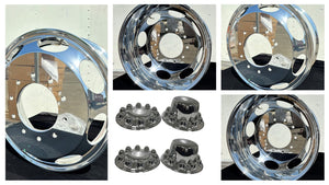 Package of 4pcs aluminum wheel 19.5x6.00 10x225mm 8Oval 4000lbs Tr554d, 15mm flat,117-INSET 135-OUTSET Hub Pilot Polished Both Sides Fits for Dodge Ram 4500 & 5500