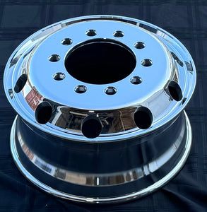 aluminum wheel 22.5"x9.00" Forged Aluminum High Polished Both Sides 10-Hole, 285.75mm Bolt Circle, 221mm Bore Stud-Piloted 9900lbs, 30mm 176mm offset