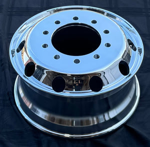 aluminum whee 22.5"x9.00" Forged Aluminum Polished Both Sides 10-Hole, 285.75mm Bolt Circle, 220.1mm Bore Hub-Piloted