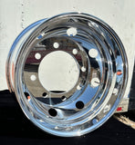 aluminum wheel 19.5x6.75 8x275mm 8handholes 221.1mm 26mmflat 126.5-INSET 144.5-OUTSET tr554d 5500lbs load rate Hub Pilot Polished Both Sides