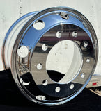 aluminum wheel 19.5x7.5 10x285.75mm 10handholes 220.1mm 26mmflat tr554d 6700lbs load rate Hub Pilot Polished Both SidesHino, Ford, Peterbilt, Kenworth COE