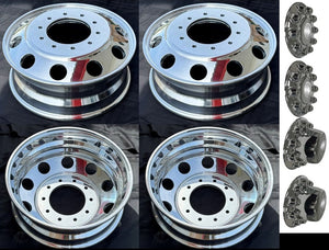 19.5" x 6.00" Aluminum Wheels High Bothside polished Dual 10 x 225mm 2017 -now F-450/550 TerraStar,  a set of 4pcs with caps